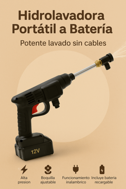 🔫 Hidrolavadora Portátil a Batería – 12V