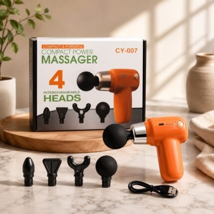 💥PISTOLA DE MASAJE MUSCULAR RECARGABLE DE 4 CABEZALES INTERCAMBIABLES🚨